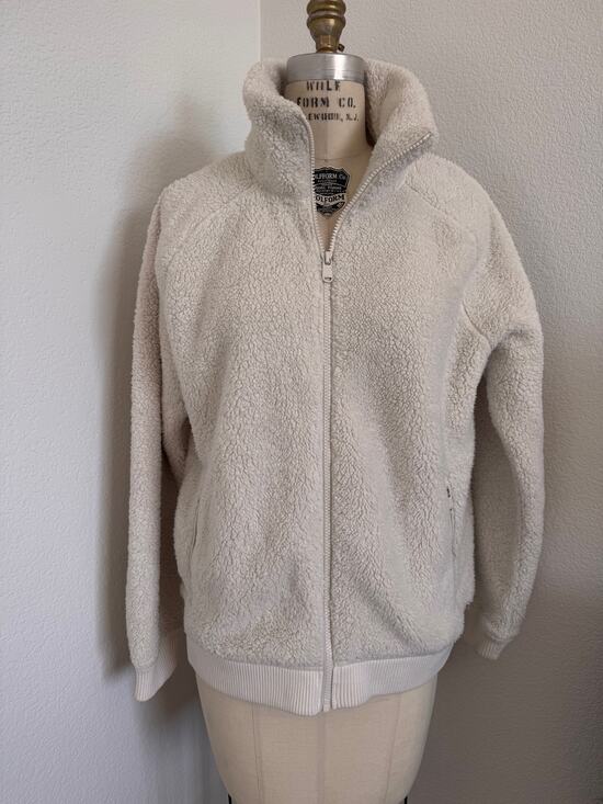 Athleta Jackets & Blazers - Athleta Tugga Sherpa Fleece Jacket Ivory Full Zip Long Sleeve Size M